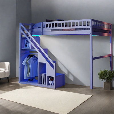 Space Saving Beds, Full Wood Loft Bed Modern Study Home Storage