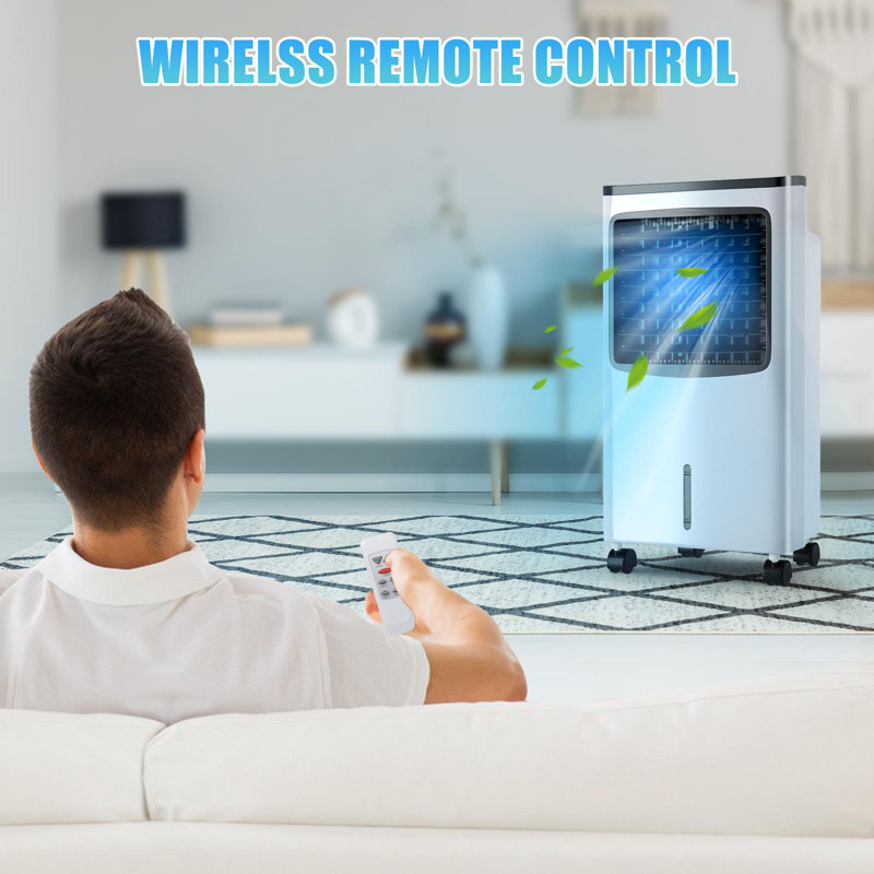 Compact White and Black Portable Air Cooler with Remote Control