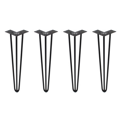 Pieds de table en épingle à cheveux massif de 34 po, pieds de table en métal robustes à 3 tiges de 1/2 po de diamètre, capacité de charge de 880 lb, ensemble de 4 projets de bricolage pour tables basses, bureau, tables de salle à manger, banc