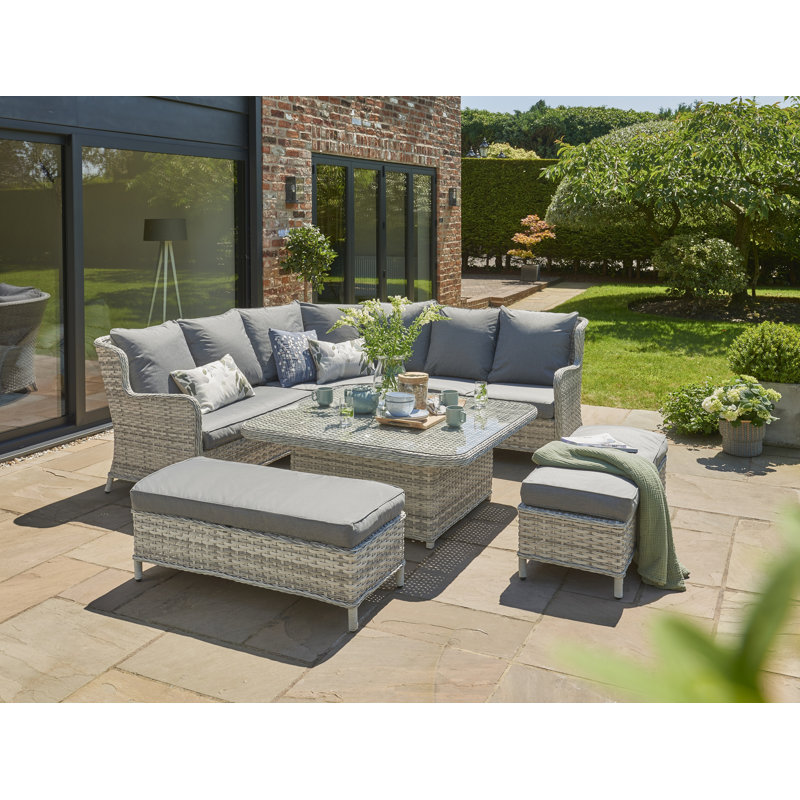 Addora 9 - Person Corner Sofa Set with Cushions, Grey