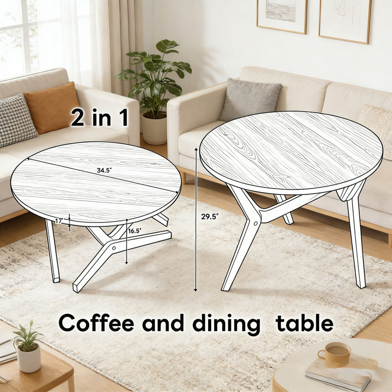 Round 2-in-1 Transformer Coffee Table