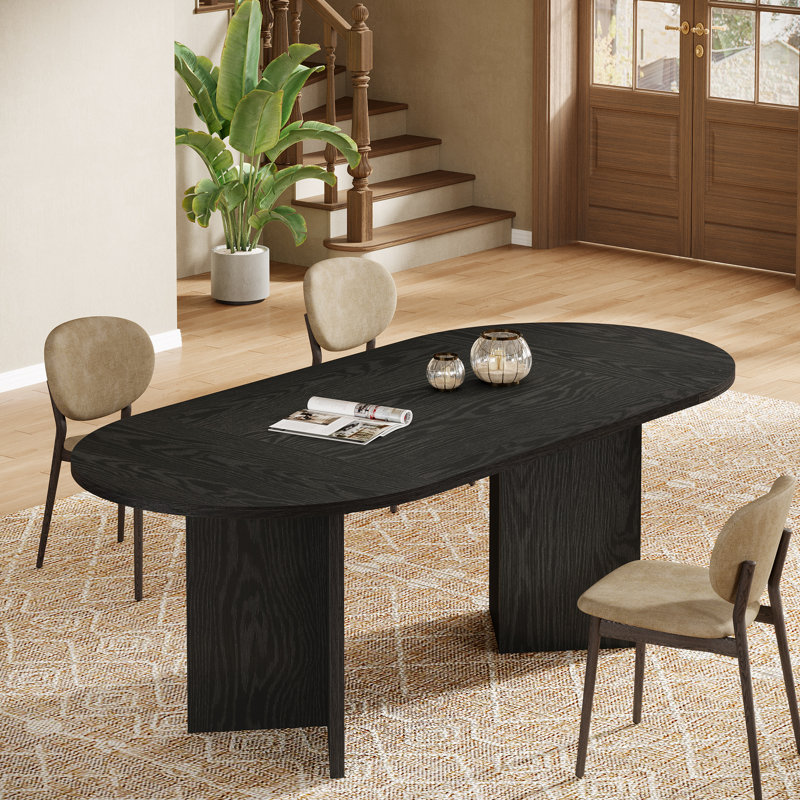 63" Oval Dining Table, Farmhouse Kitchen Table, Black