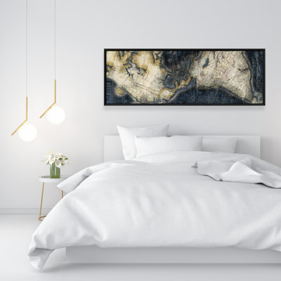 «Old World Map», toile encadrée rétro | Décoration de vue par satellite