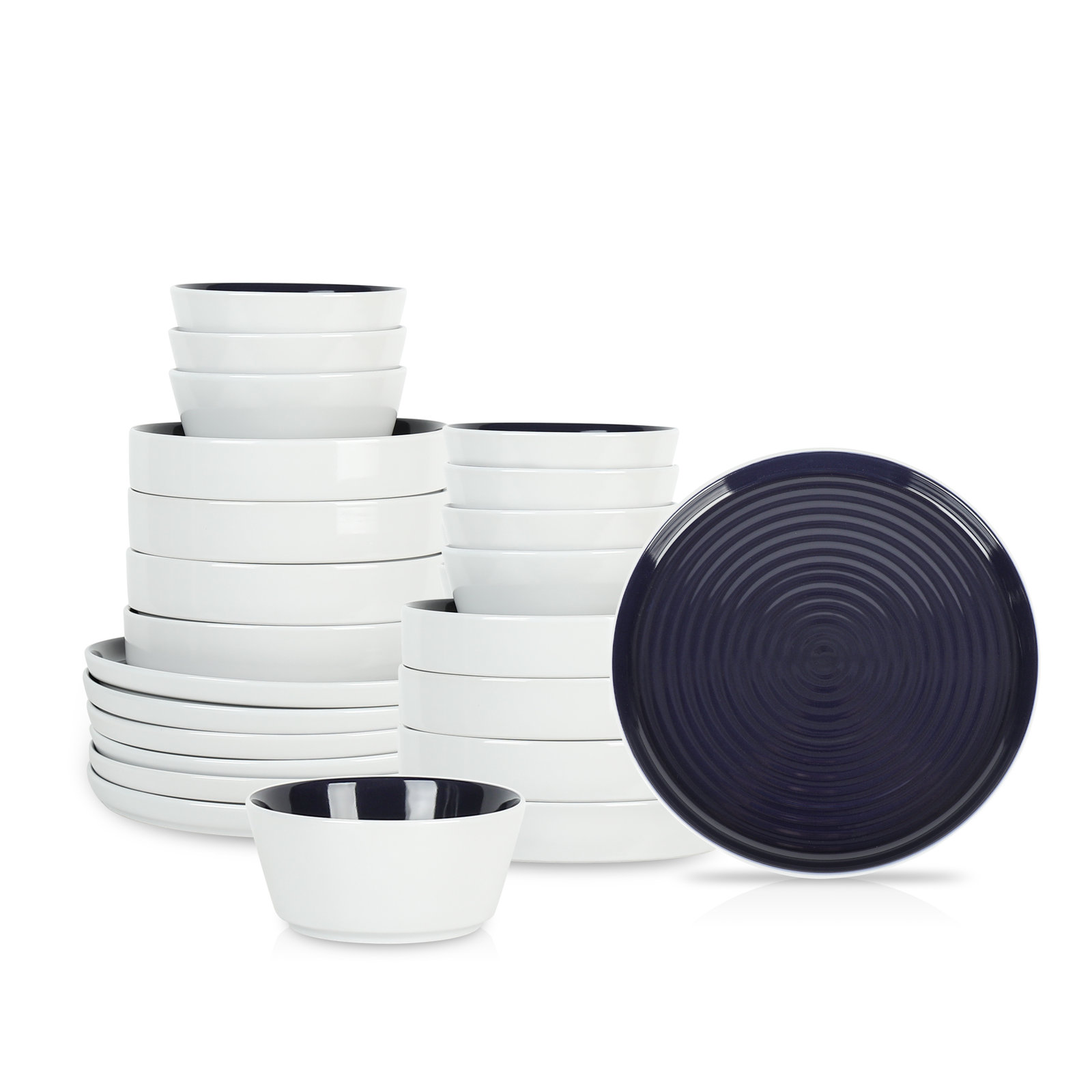 Elica Stoneware Dinnerware Set, Navy