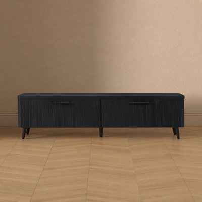 Jodie 68.9" Mid-Century Modern 2-Drawer TV Stand for TVs up to 75" in Charcoal Gray