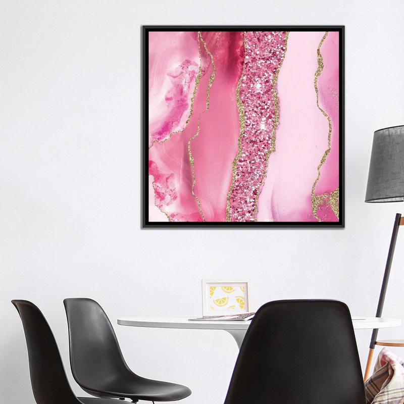 Agate Glitter Dazzle Texture V, No Mat, 37" H x 37" W x 1.5" D, Black Floater Framed Canvas