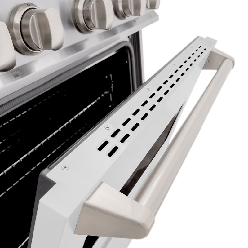 ZLINE 30" Classic Gas Range w/ 4 Burner Cooktop & Convection Oven w/ White Matte Door, Stainless Steel/White