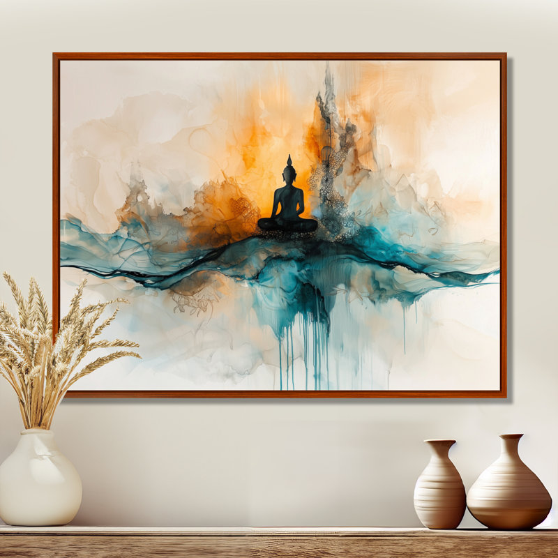 «Whispering Light Of Buddhism III» - Décoration murale bouddhisme, H 12 po x l 20 po, Brun