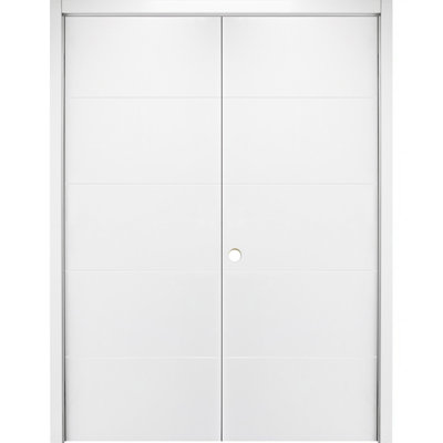 Graffiti Pre-Hung White Laminated Traditional Interior Double Door