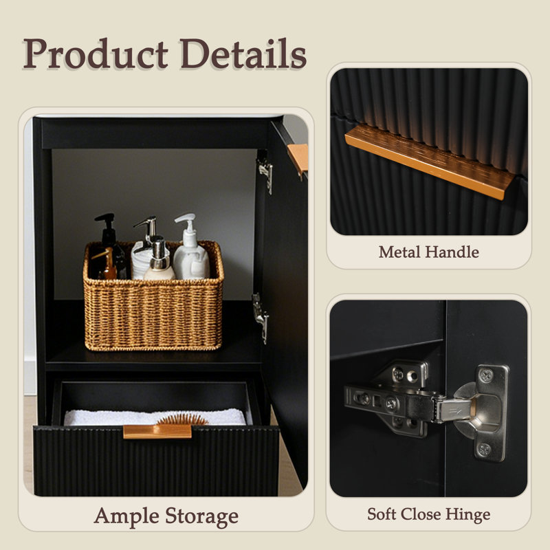 Ensemble de meuble-lavabo simple autoportant 18 po Arbutus, Noir