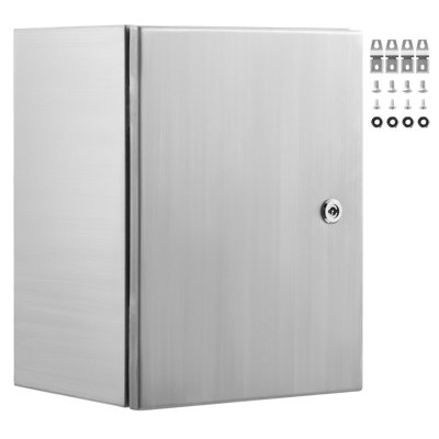 Boîtier électrique en acier, 24 po x 20 po x 8 po, boîtier électrique en acier inoxydable 304, boîtier pour équipement électronique extérieur mural avec charnières à plaque de verrouillage, étanche IP66