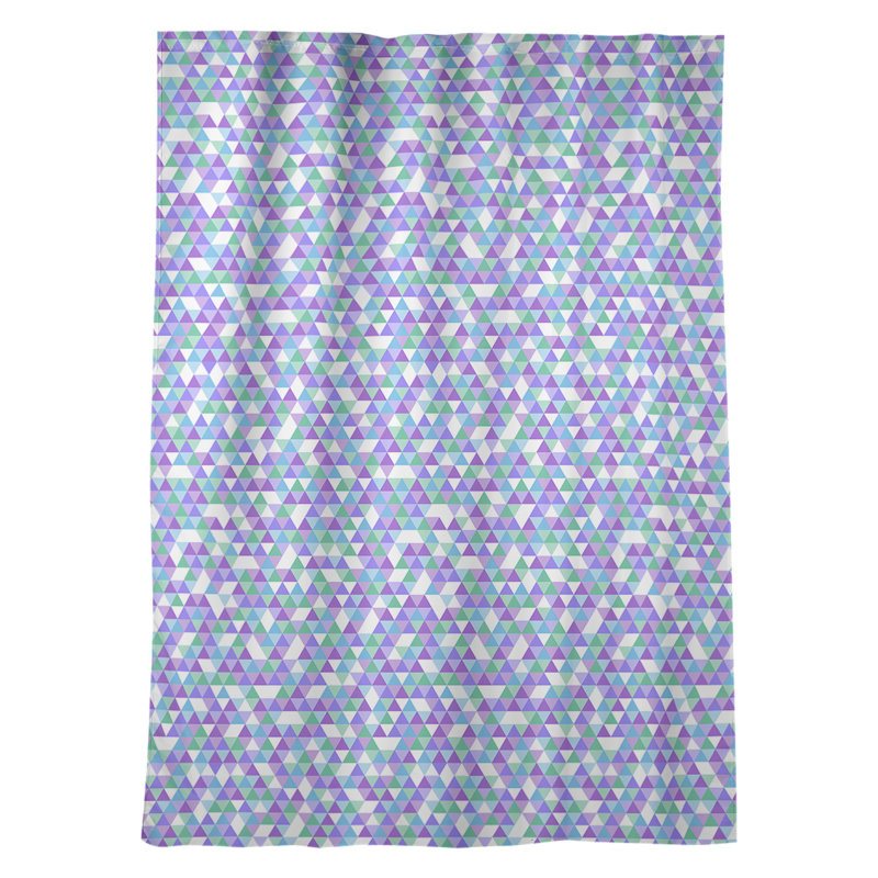 Panneau de rideau simple avec passe-tringle géométrique, Vert / mauve / bleu ciel
