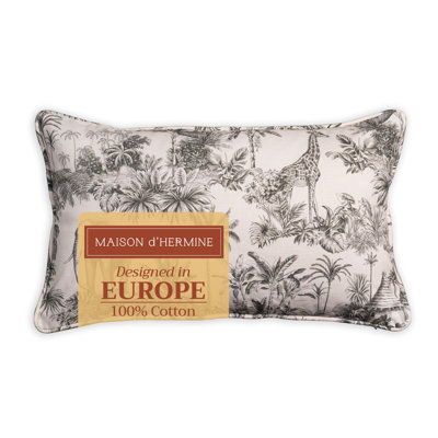 Maison d'Hermine Savana Jouy - Green 100% Cotton Decorative Pillow cover - 12" x 20" - Pack of 1