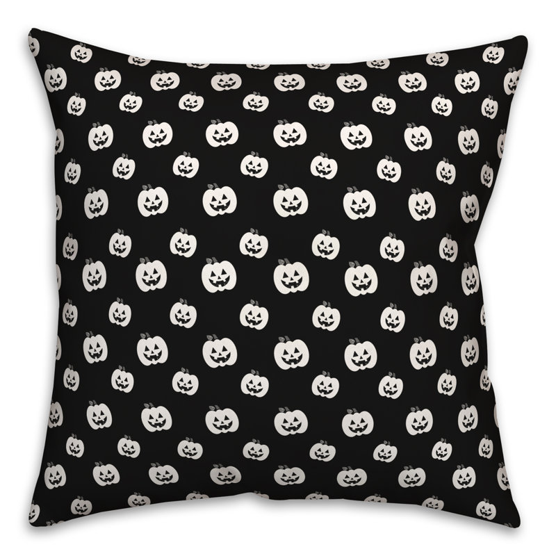  Coussin décoratif noir et blanc à motif de citrouilles