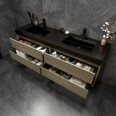 Ensemble de meuble-lavabo double mural 71 po Golitz