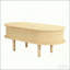 Table basse à plateau cannelé avec compartiment caché, table centrale en bois, plateau de table ovale moderne-746525597