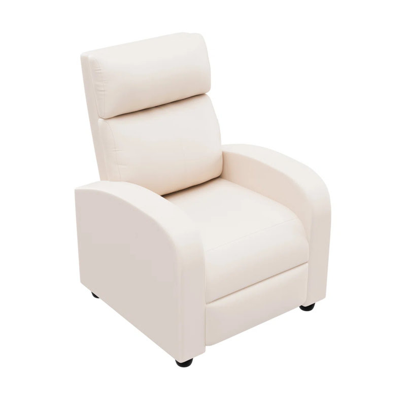 Pettit Faux Leather Recliner, Beige Faux Leather
