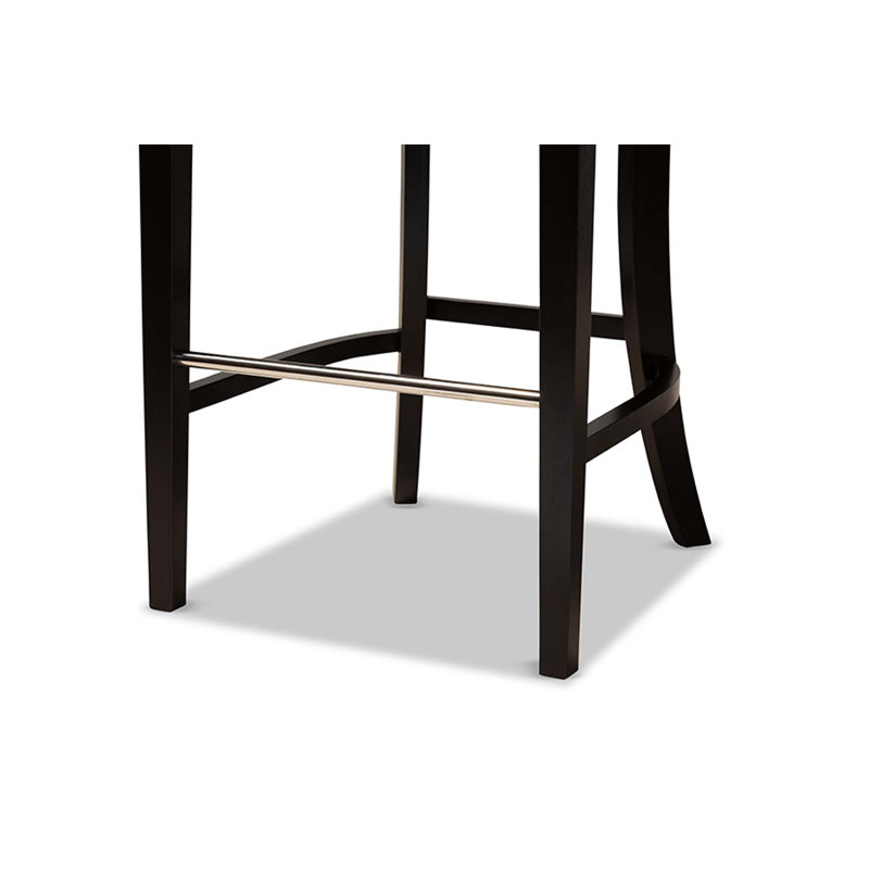 Upholstered Counter Stool with Solid Wood Frame, Gray