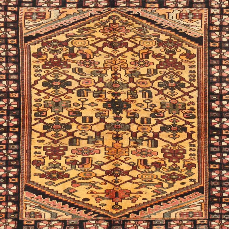 Tapis oriental brun / noir, Carré 8 pi