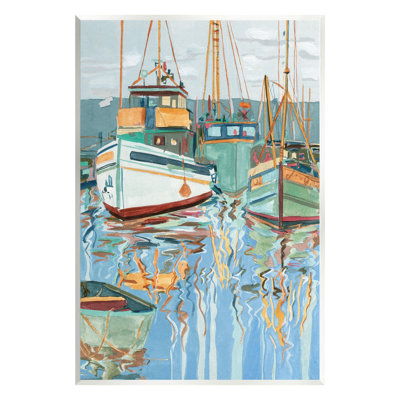 Boat Harbor Reflections Wall Plaque Art by Melissa Wang