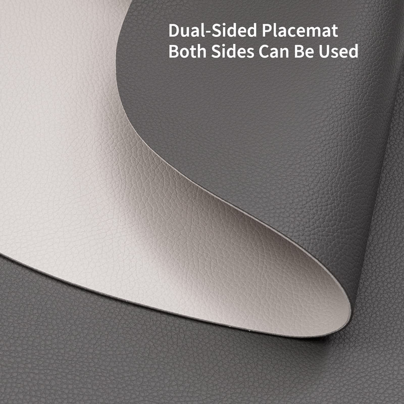 Leather/Faux Leather Solid Colour Triangle Placemat, Grey/Beige