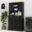 Armoire de salle de bain inclinable à deux compartiments avec panier à linge haut et 2 tablettes réglables-124221409