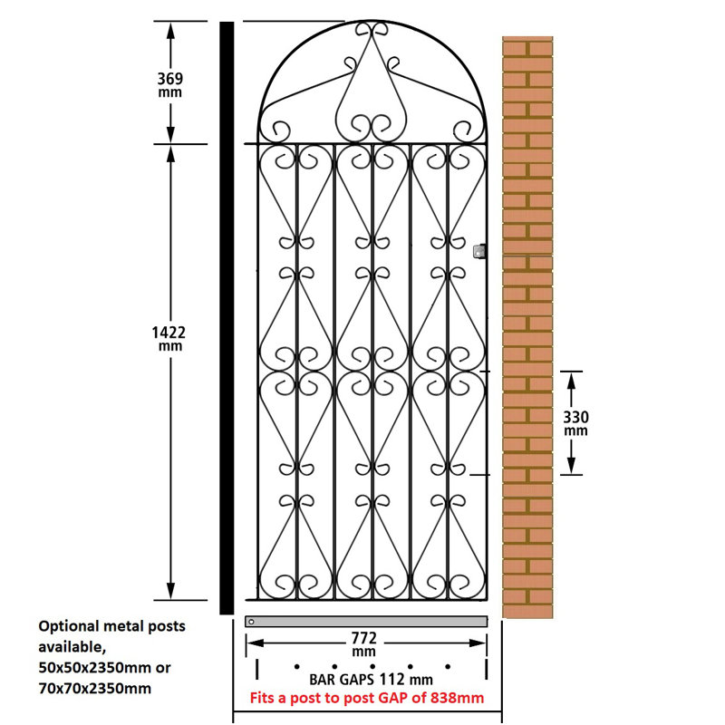 Uriegas Gate Fencing, 84cm W X 179cm H