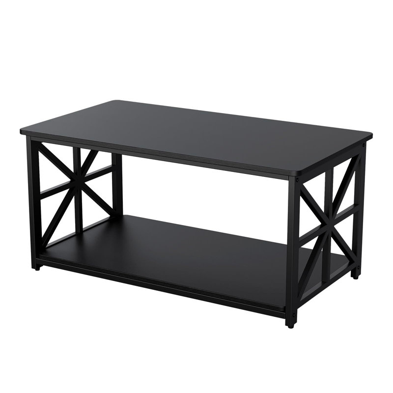 Table basse à 2 niveaux avec coins ronds, Noir