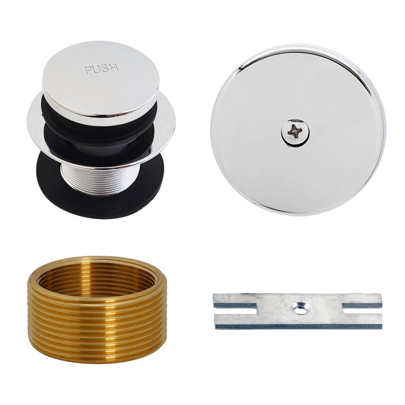 1-3/8" Fine Thread Tip-Toe Bathtub Drain Trim with One-Hole Overflow and 1-1/2" Adapter Bushing, Polished Chrome