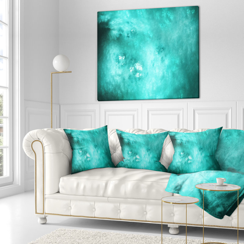 Ciel avec étoiles - coussin abstrait imprimé, 18 po x 18 po, Bleu vif, Coussin décoratif