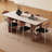 Rock board solid wood rectangular dining table-2044359297