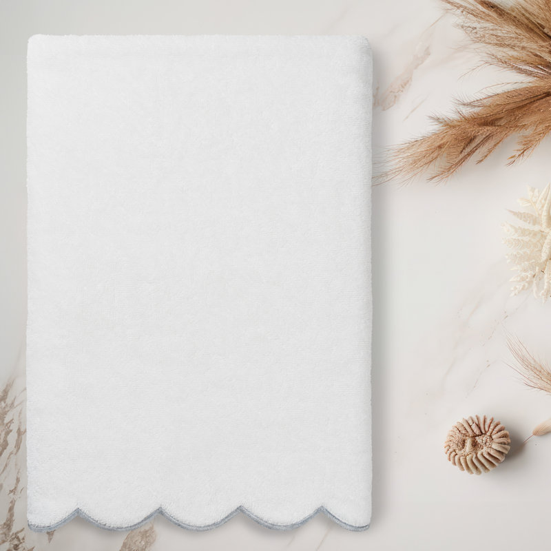  Serviette de bain 100% coton ADORNIA, Blanc / Gris, Serviette de bain - 1 paquet