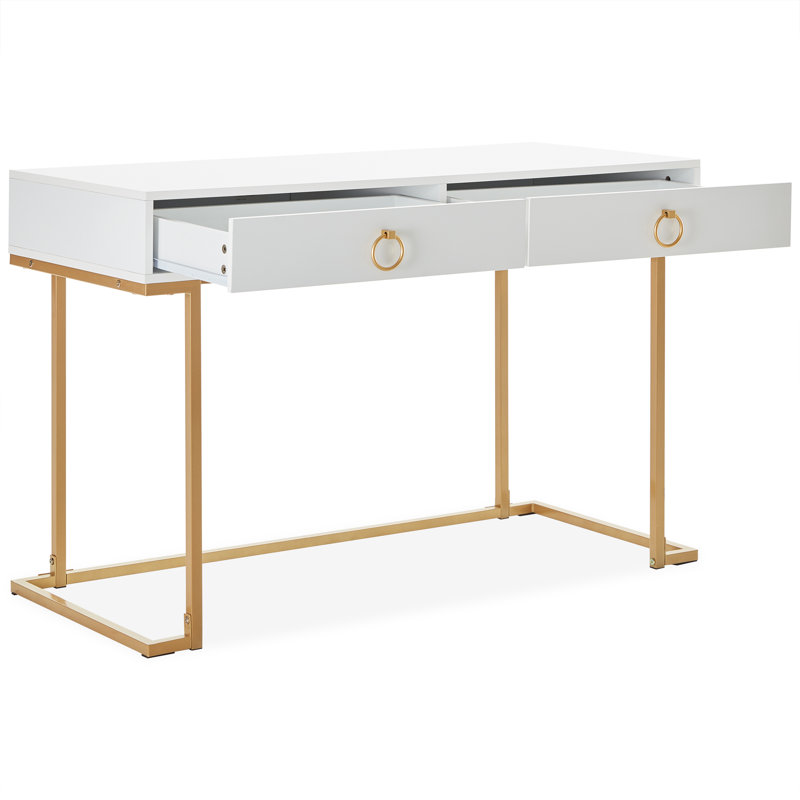 Crider Steel Writing Desk, White