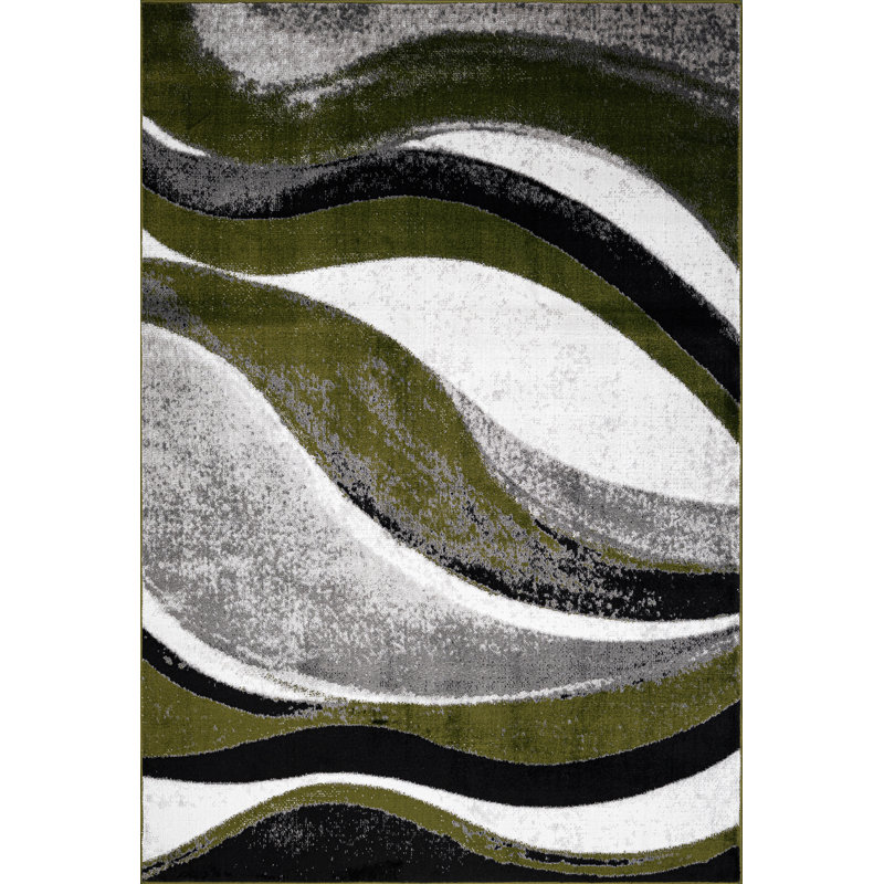 Abstract Area Rug, Green, Rectangle 120 x 170 cm