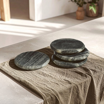 Marble Round 4 Piece Coaster Set