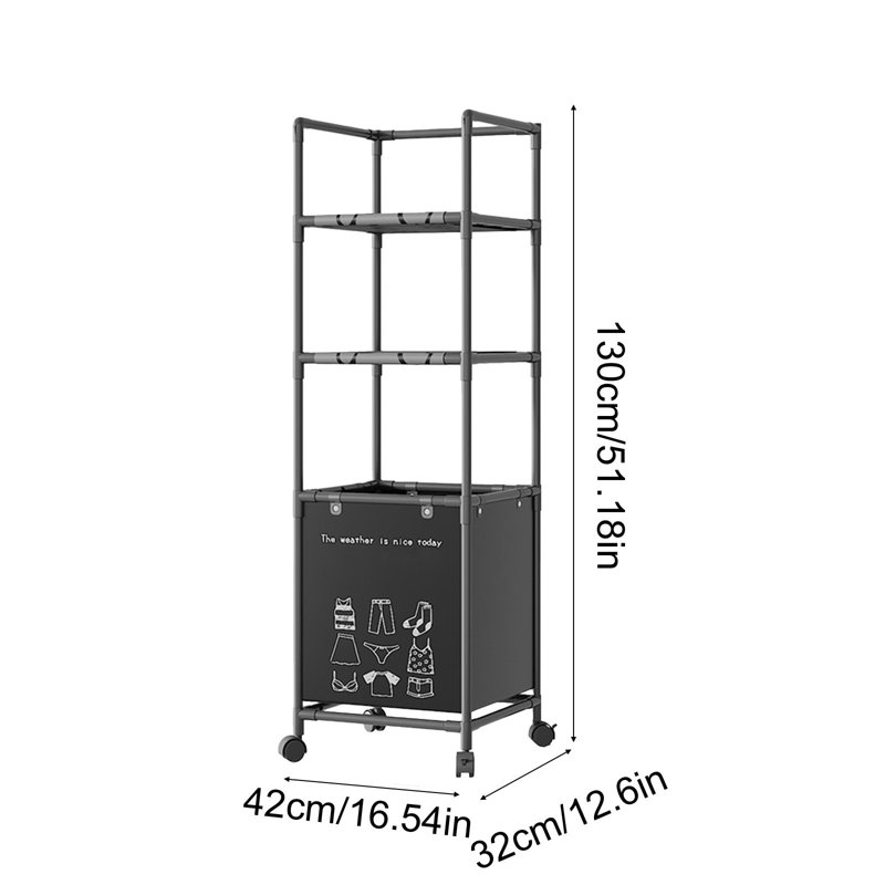 Storage Rack With Dirty Clothes Basket Stainless Steel 3-Layer Bathroom Storage Rack Bathroom Storage And Storage Can Accommodate Toiletries