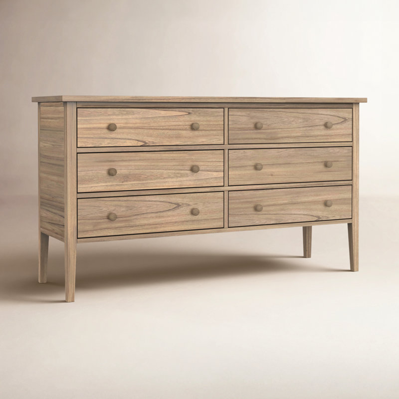 Bronwyn 60" W 6-Drawer Soft Close Double Dresser, Natural