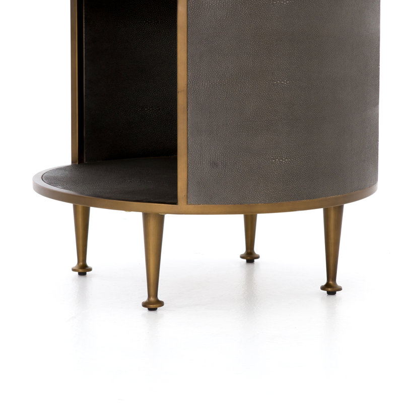 Shagreen 1 - Drawer Nightstand, Antique Brass