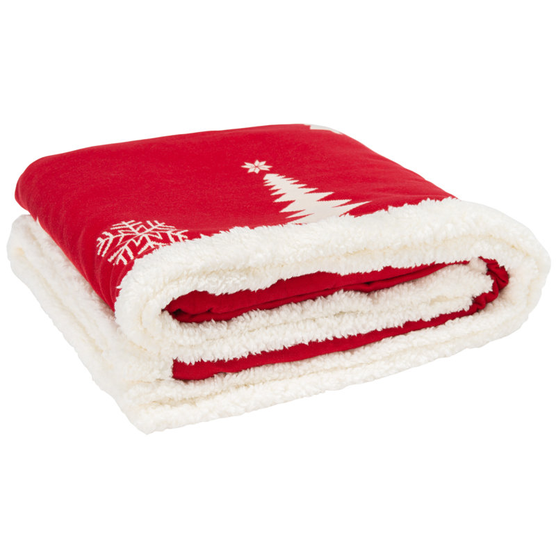 Red Cotton Sherpa Christmas Throw Blanket