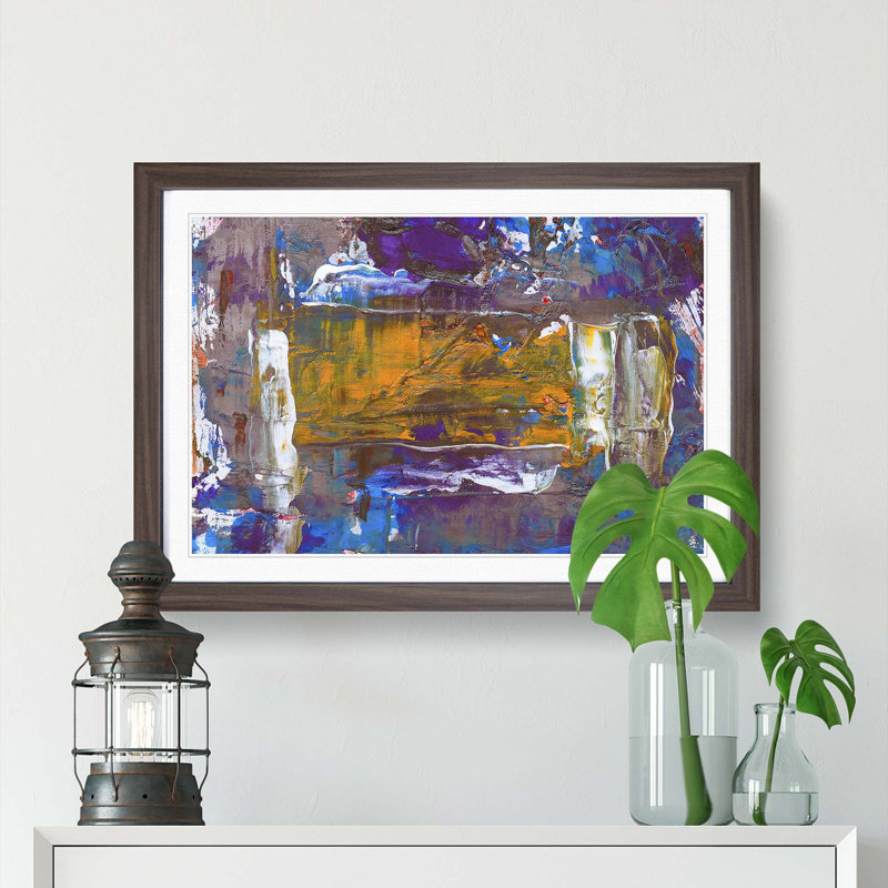 Abstract Art Painting Vol.143 by S.Johnson - Picture Frame Painting Print, Walnut Framed, 27cm H x 36cm W x 2cm D