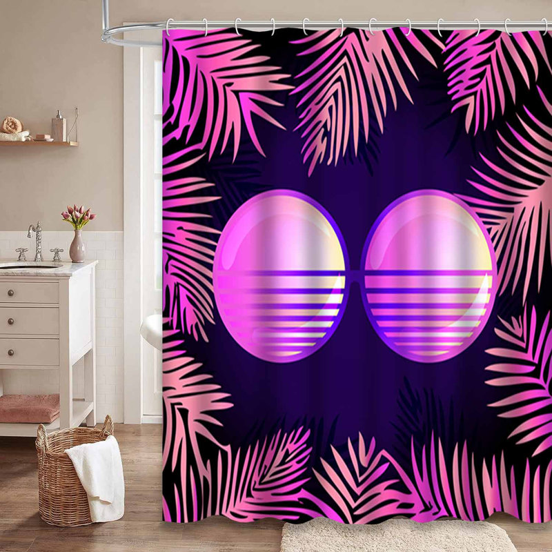 Rideau de douche rétro à motif géométrique et rétro avec 12 crochets, L 72 po x l 84 po