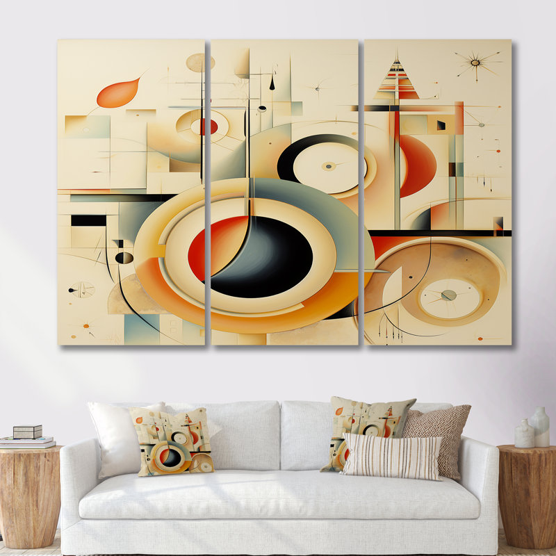 Brittaney - ensemble de reproductions d'art géométriques murales, Toile tendue, H 32 po x l 48 po x P 1 po