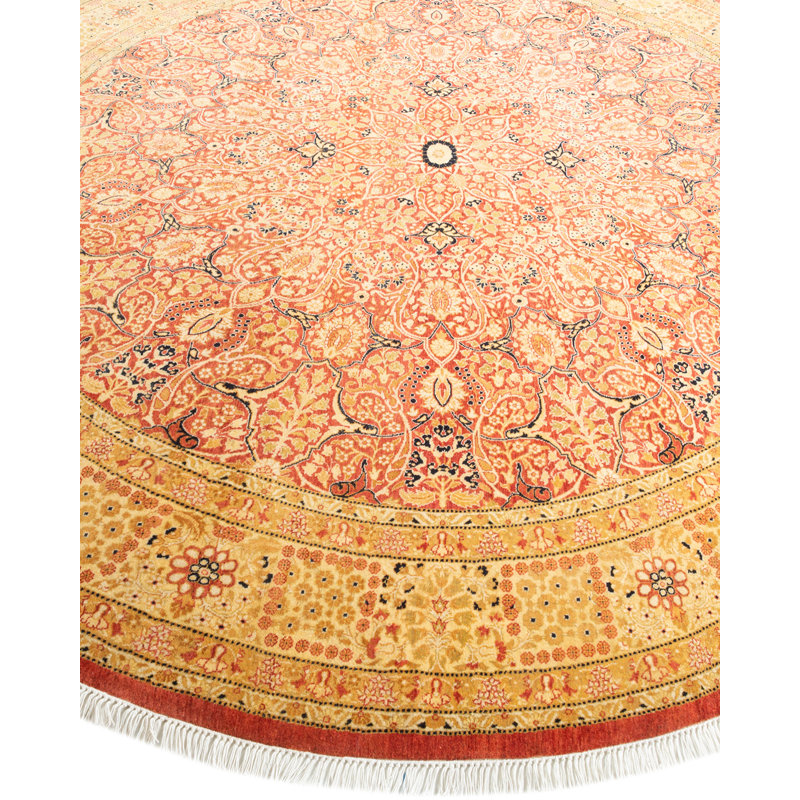 Hayner One-of-a-Kind Hand-Knotted New Age 8'1" Round Wool Area Rug in Orange/Rust