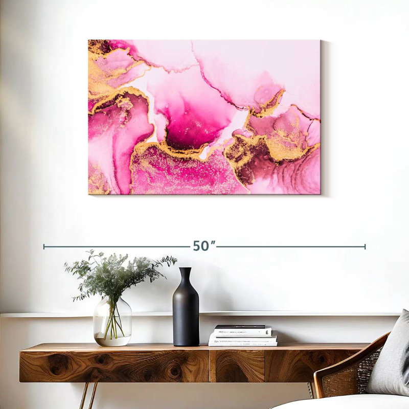 Abstrait en marbre rose Avery, H 24 po x l 36 po