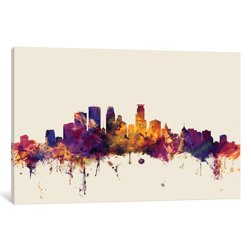 Minneapolis, Minnesota, USA On Beige by Michael Tompsett - No Frame Print on Canvas, 101.6 cm H x 66.04 cm W x 3.175 cm D