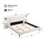 Lit tapissier très grand avec lumières et tablettes de lecture intégrées King White-1331697078-1331697080