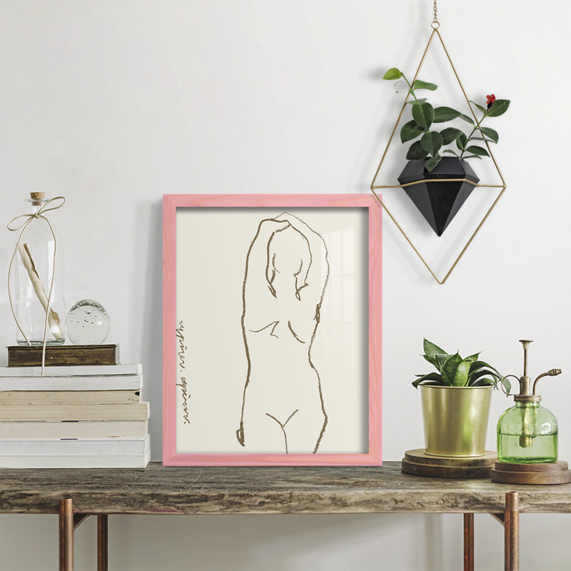 Toi et moi I, impression sur papier, H 6 po x l 4 po x P 1 po, Encadré rose