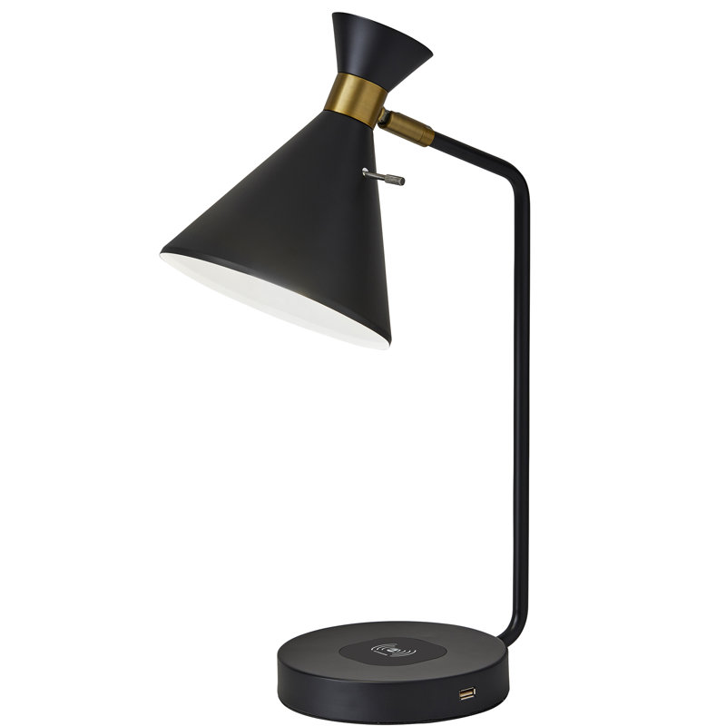 Hammond Metal USB Desk Lamp, Black/Antique Brass