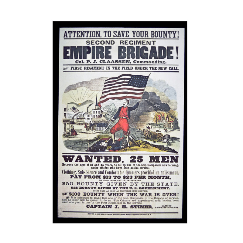 Art américain sur toile, American Brigade, H 19 po x l 12 po