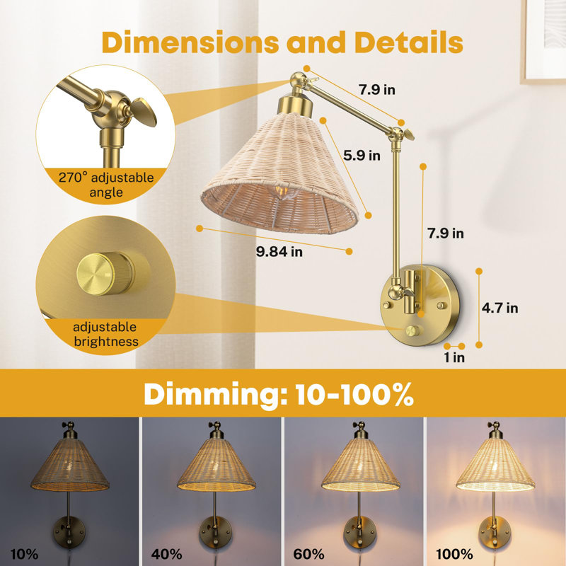 Corsa Solid Brass Swing Arm Sconce